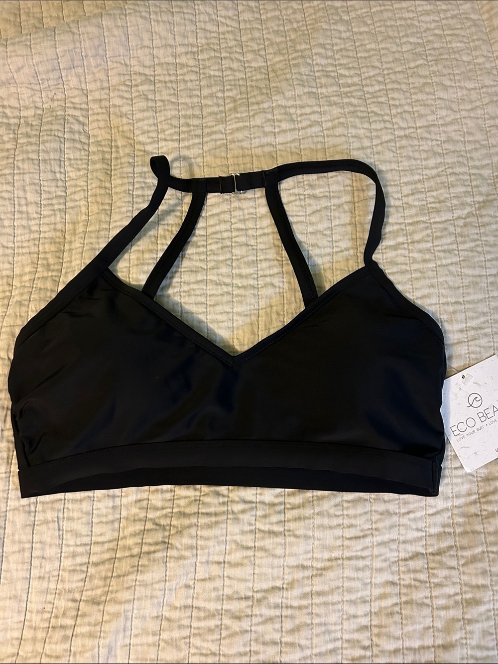 Eco Beach Black Racerback Bikini Top UPF 50+